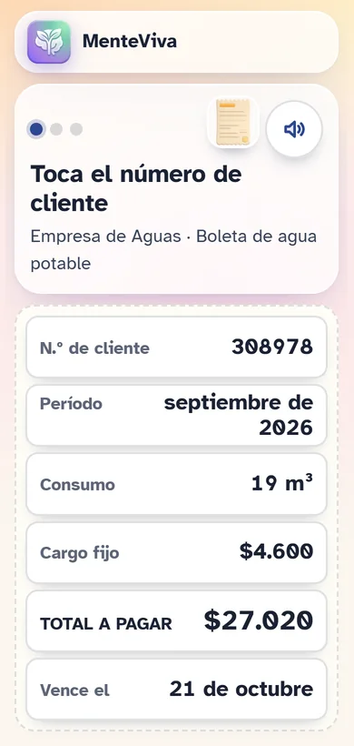 Ejercicio de leer una cuenta de agua y tocar el total a pagar
